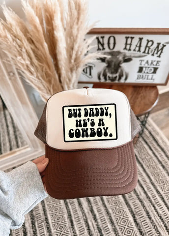 But Daddy DTF Printed Brown & Tan Trucker Hat/ Brown & Black Ink