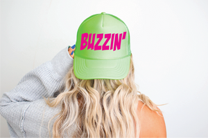 Buzzin DTF Printed Neon Green Trucker Hat