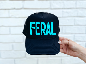 Feral DTF Printed Black Trucker Hat