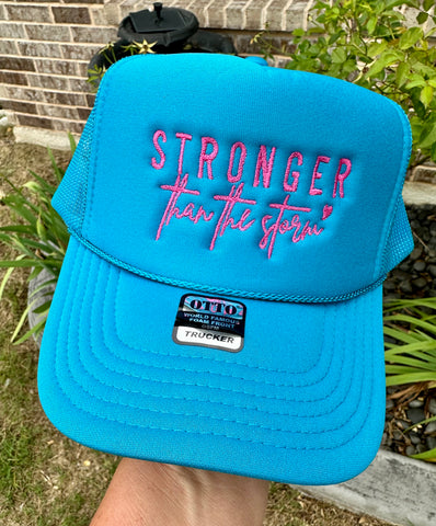 Stronger Than The Storm Jade Embroidered Trucker Hat