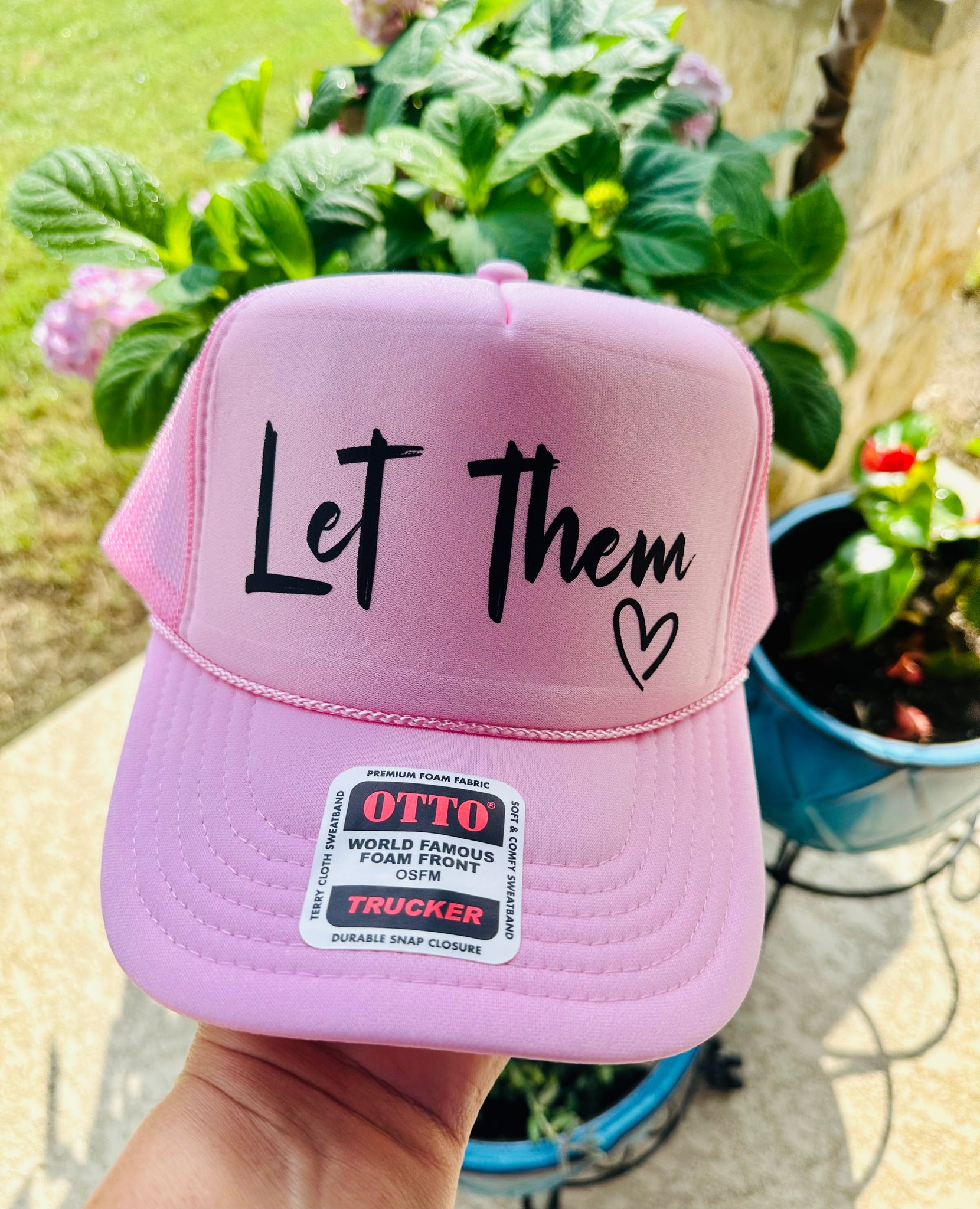 Let Them DTF Printed Light Pink Trucker Hat