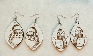 Wood Christmas Earrings