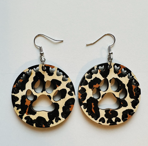 Leopard Dog Paw Earrings