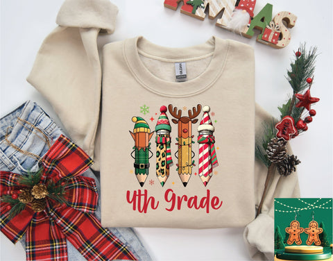 Christmas Grade Pencils- 4th grade