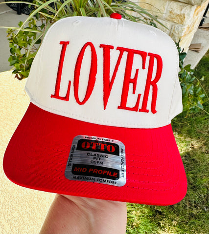 LOVER PUFF EMBROIDERY TRUCKER HAT