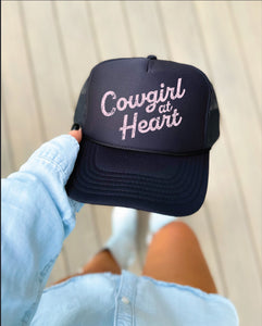 Cowgirl at Heart DTF Printed on Black Foam Trucker Hat