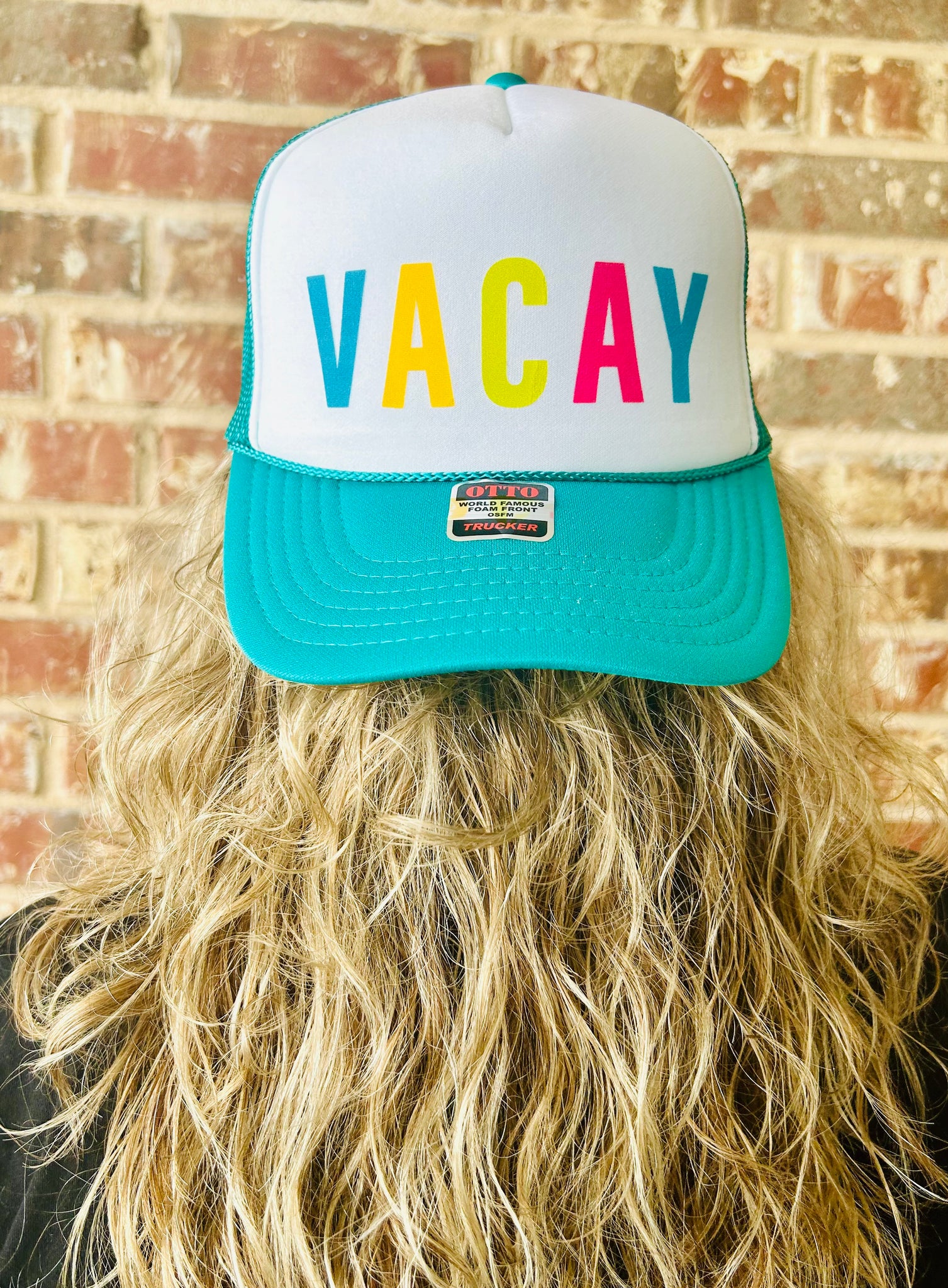 VACAY DTF Printed Jade & White Trucker Hat