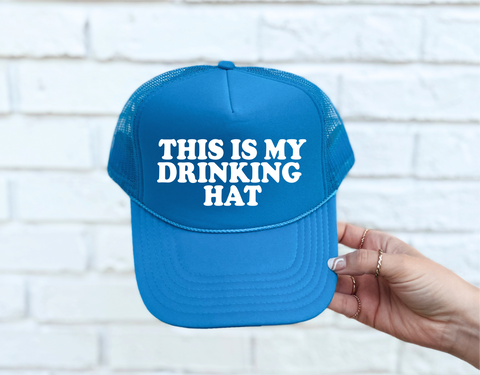 My Drinking Hat DTF Printed Columbia Blue Trucker Hat