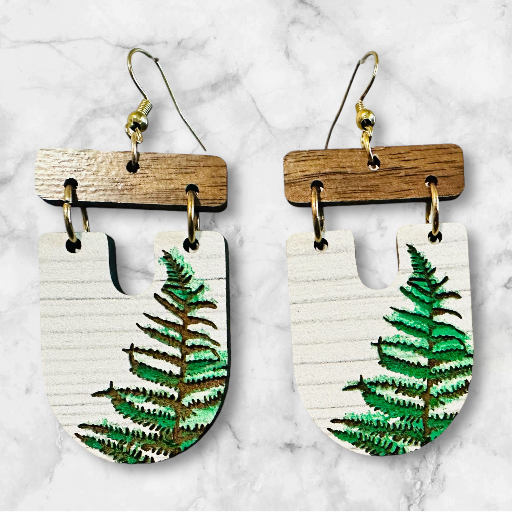 Fern Leaf Wood Earrings