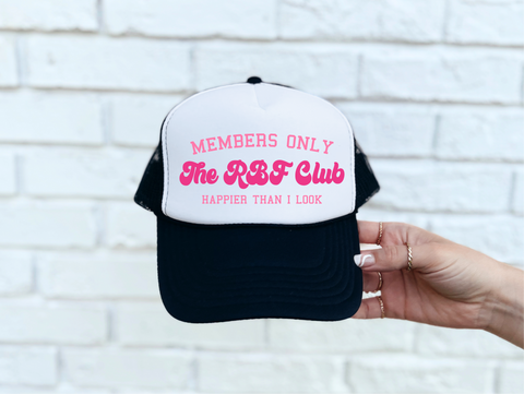 RBF Club DTF Printed Black & White Trucker Hat