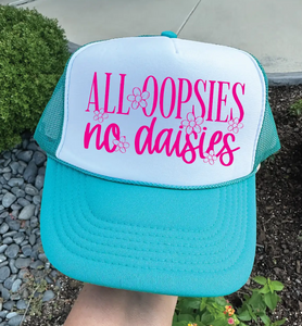 All Oopsie Tab DTF Printed Jade & White Trucker Hat