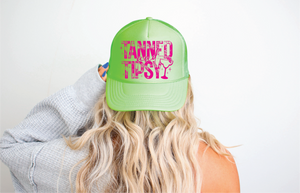 Tanned and Tipsy DTF Printed Neon Green Trucker Hat