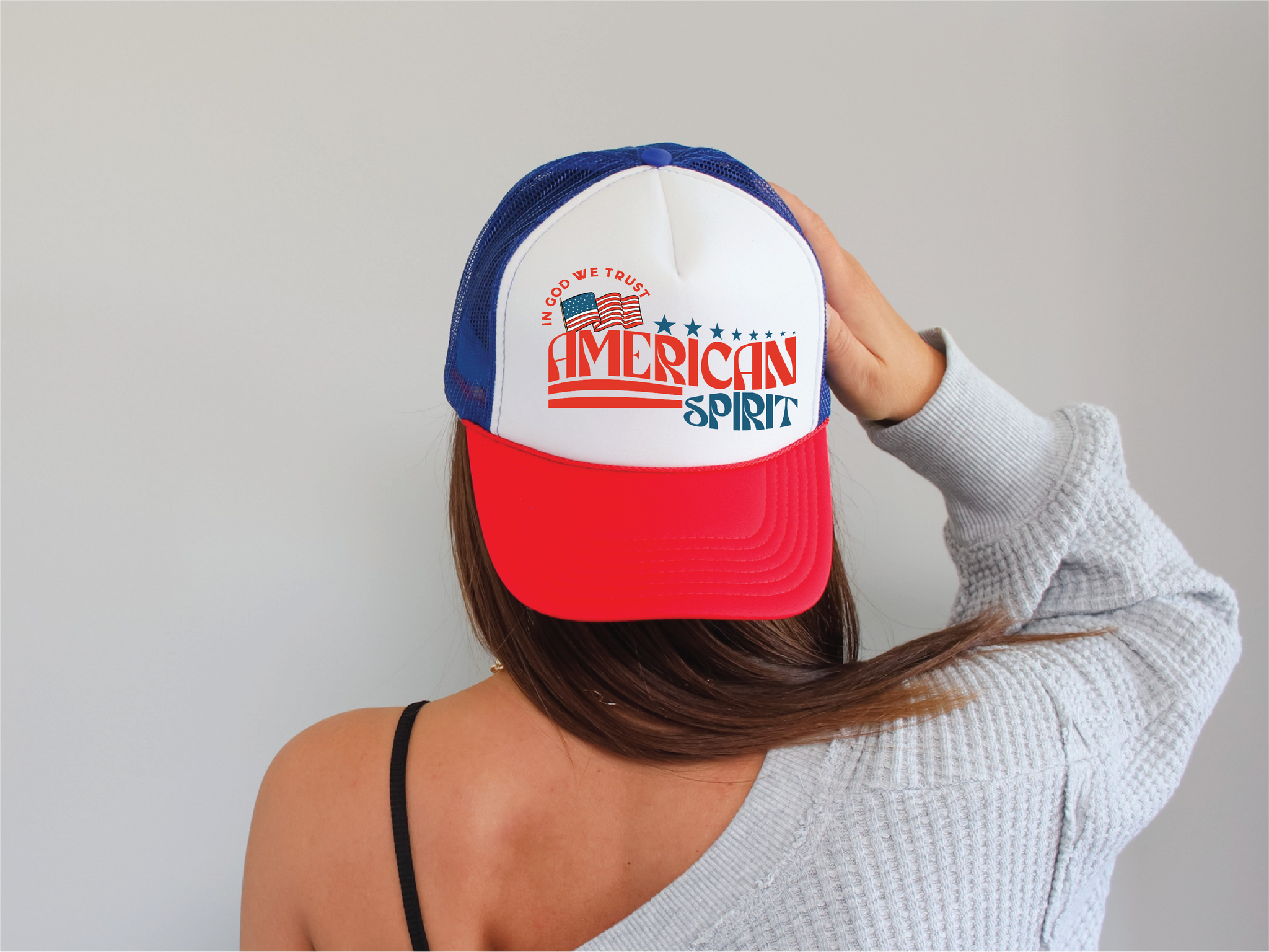 American Spirit DTF Printed Red/White/Blue Trucker Hat