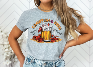 Crawfish and Beer on Athletic Grey