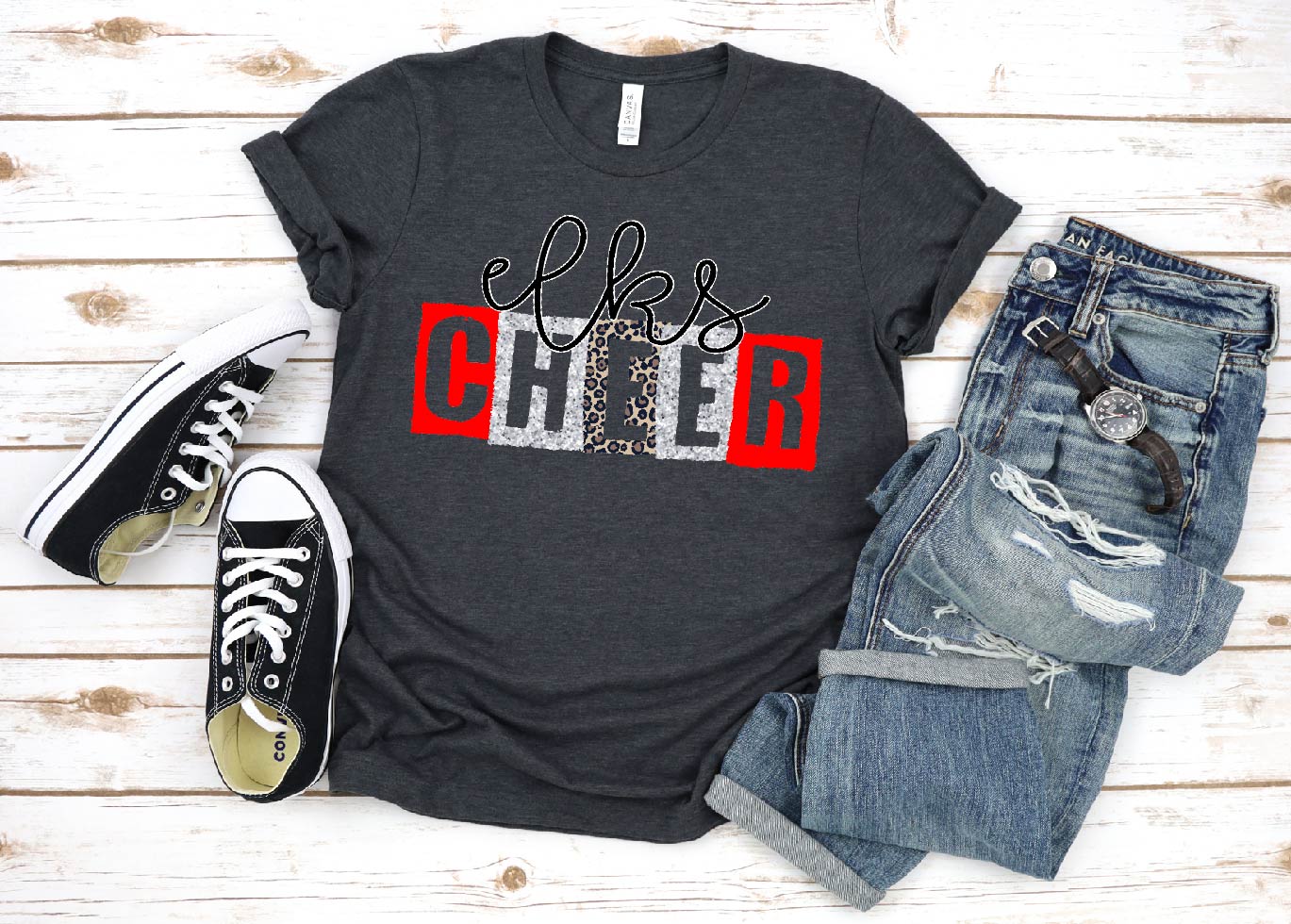 Distressed Leopard Letters Spirit Tee