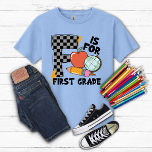 F is for First Grade- Checkered