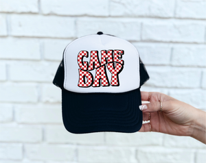 Game Day Spirit DTF Printed Black & White Trucker Hat