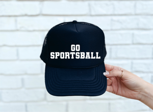 Go Sportsball DTF Printed Black Trucker Hat