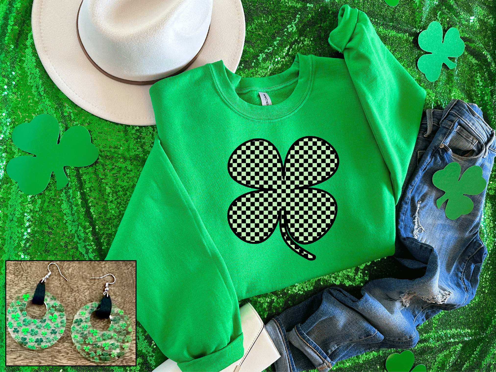 Green Checkered Shamrock