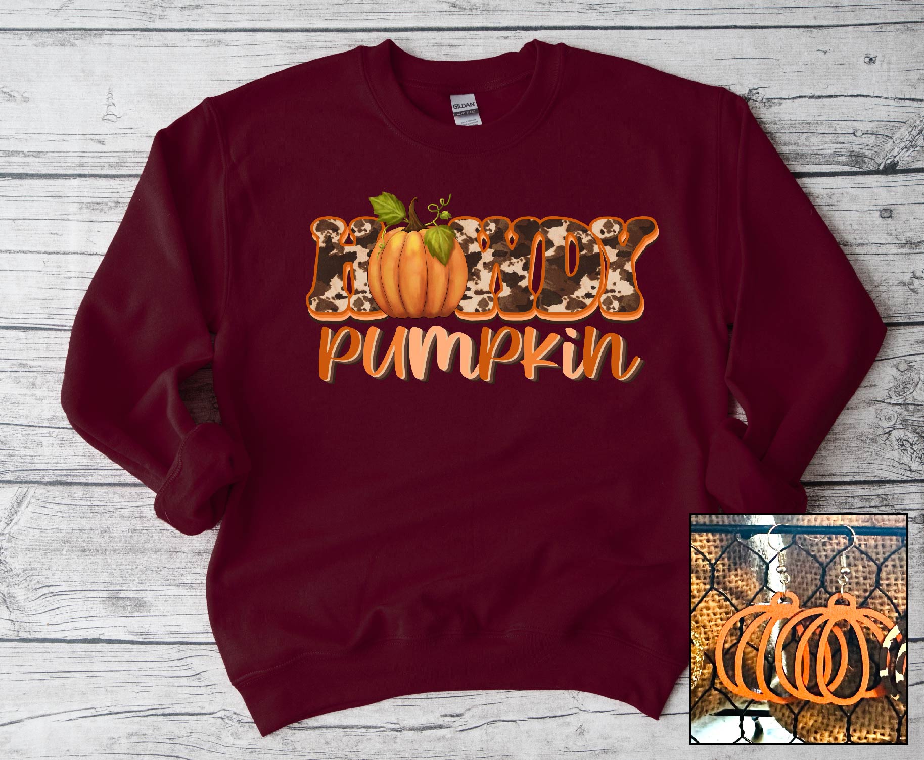 Howdy Pumpkin- Cow Print Crew