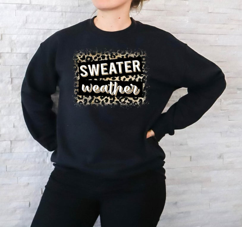 Sweater Weather- Leopard Black Crew