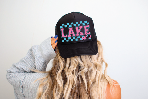 Lake Vibes DTF Printed Foam Black Trucker Hat