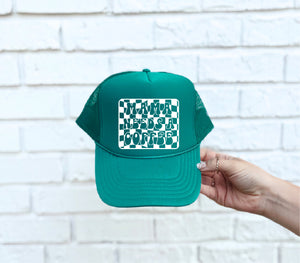 Mama Needs a Coffee DTF Printed Jade Trucker Hat