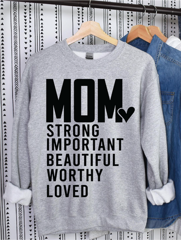 Mom Strong Important Athletic Grey