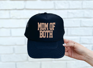 Checkered Mom of Both DTF Printed Black Trucker Hat