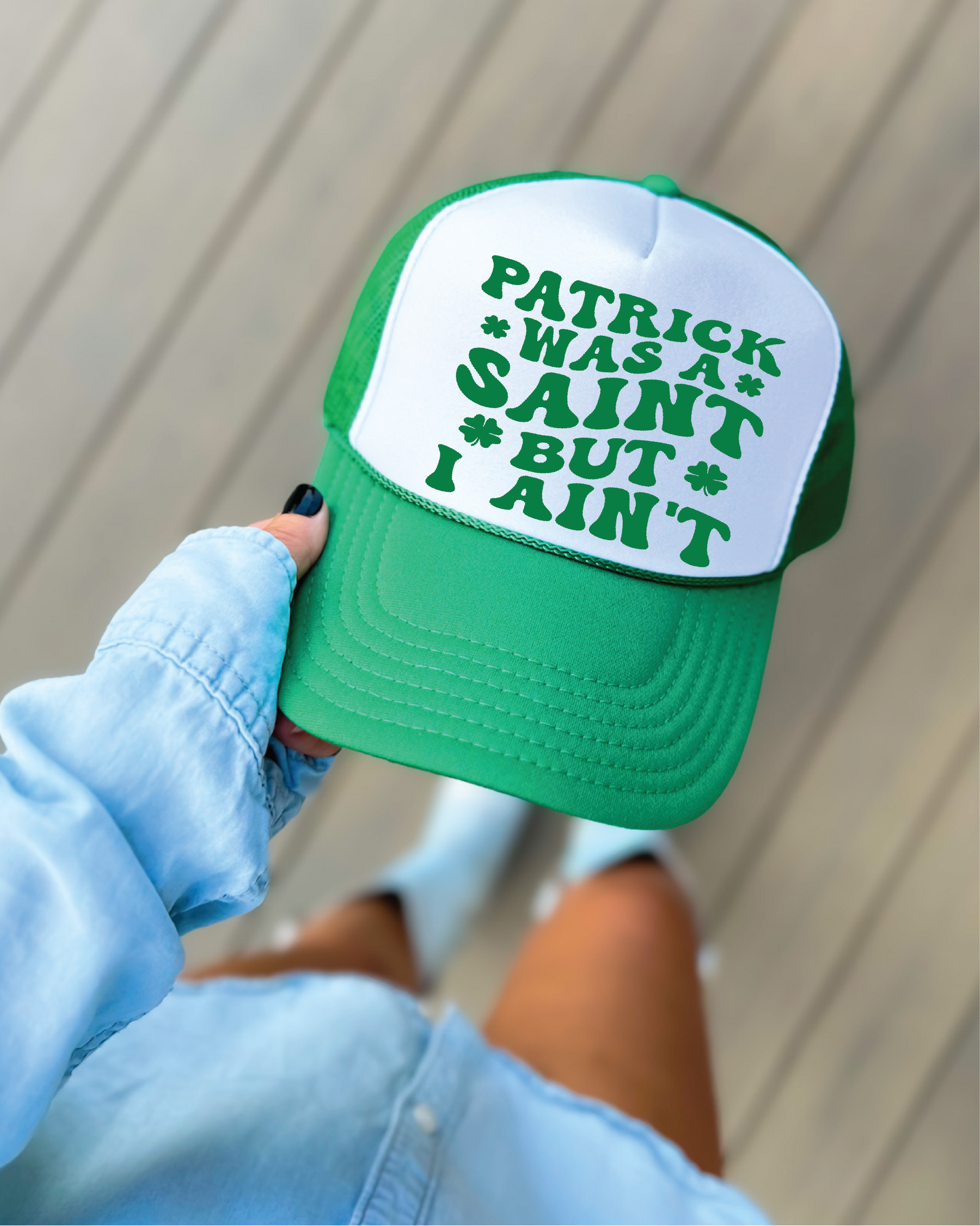 Patrick was a Saint DTF Printed Green & White Trucker Hat