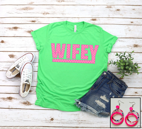 Wifey- Pink Checkered