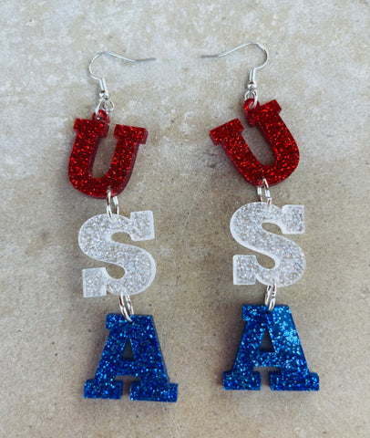 Acrylic USA Earrings