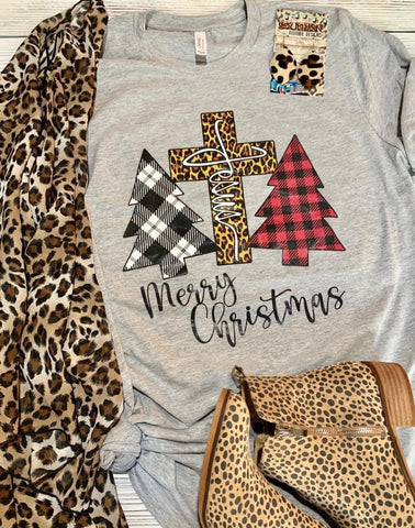 Merry Christmas- Leopard Cross