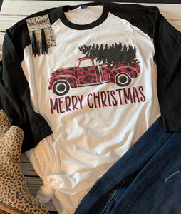 Merry Christmas Truck Raglan